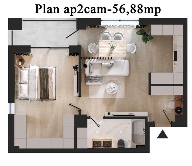 Apartament cu 2 camere în Florești