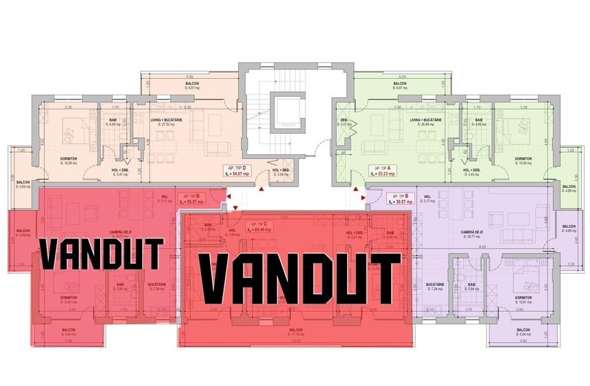 Apartament cu 2 camere în Terezian