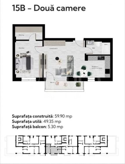 Apartament cu 2 camere în Băile Felix