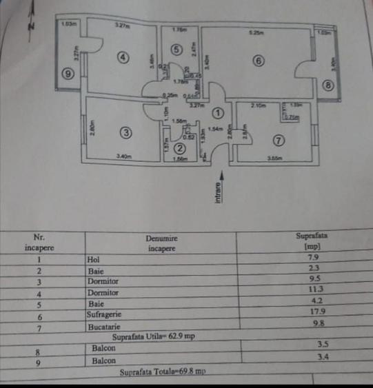 Apartament cu 3 camere decomandat în Central