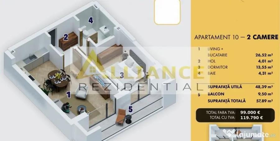 Apartament 2 camere de vanzare | Ansamblu nou | Comision 0% - Popesti Leordeni (Bucuresti-Ilfov) - 2