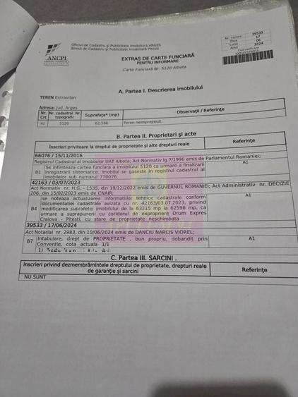 Teren agricol extravilan de 62600 mp, în Albota
