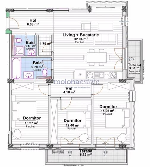 Apartament cu 4 camere semidecomandat în Mărăști
