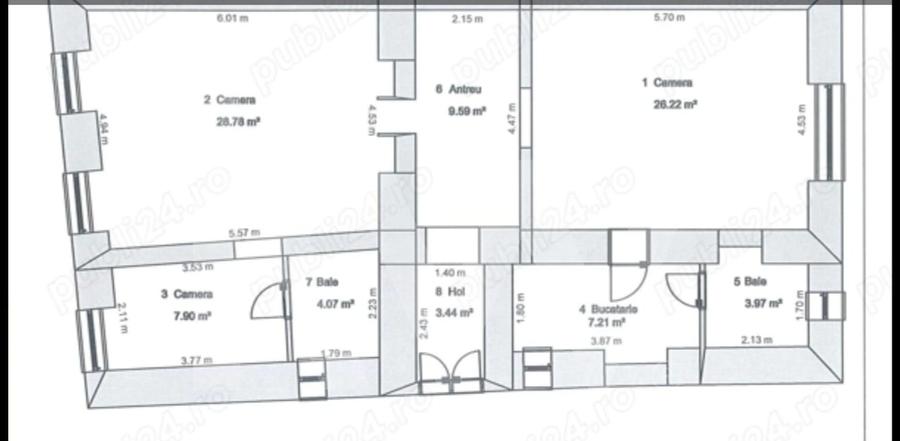Apartament cu 3 camere decomandat, mobilat în Ultracentral