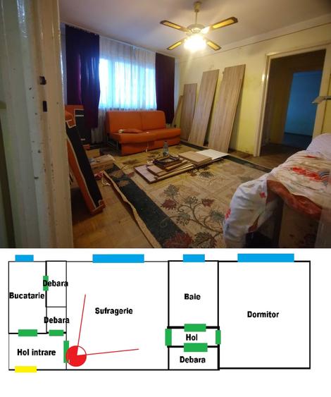 Apartament cu 2 camere nedecomandat în Central