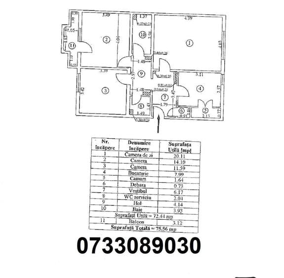 Apartament cu 3 camere decomandat în 13 Septembrie