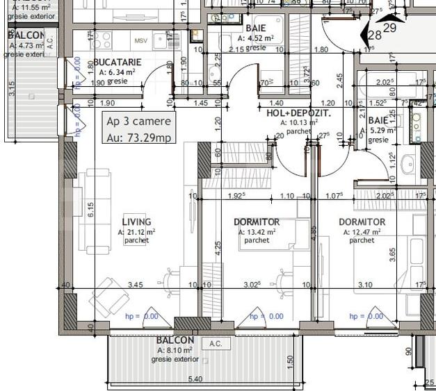 Apartament cu 3 camere semidecomandat în Mărăști — fotografia 2