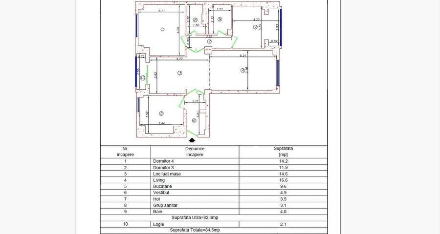 Apartament cu 3 camere semidecomandat, mobilat în Crângași