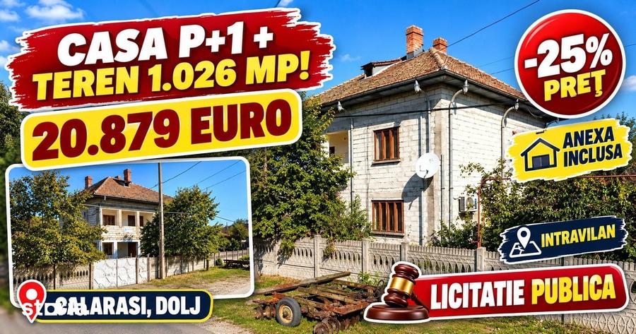 Casă cu 3 camere cu Teren 1026 Mp în Călărași