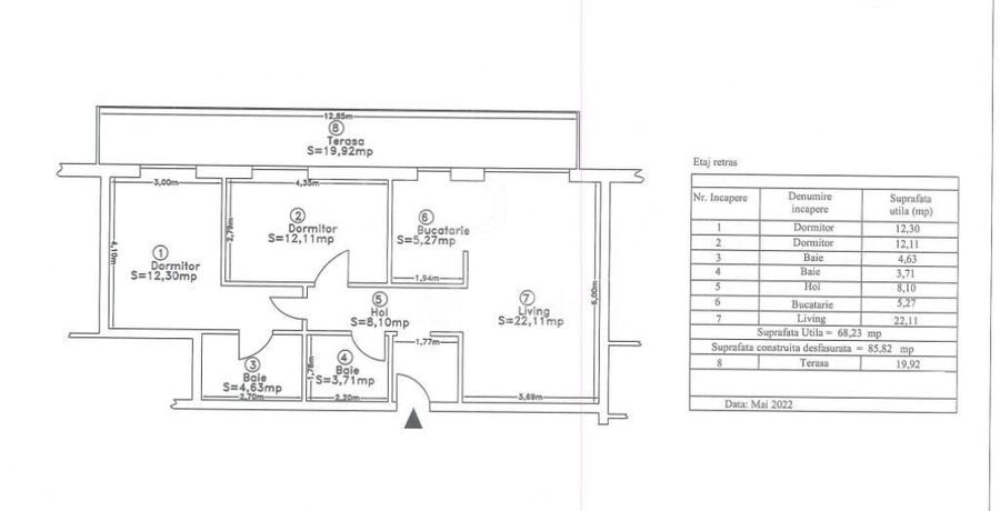 Apartament cu 3 camere în Borhanci