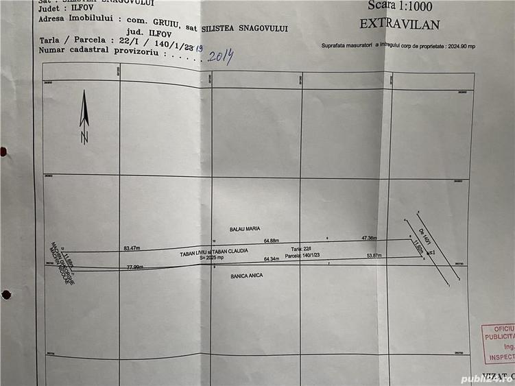 Teren de 2025 mp, în Gruiu