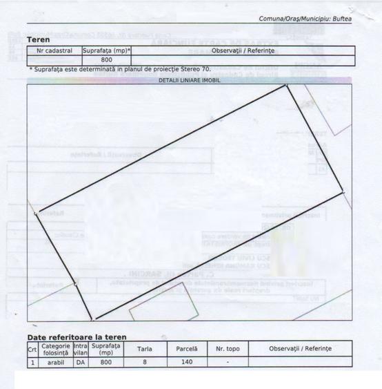 Teren Construcții intravilan de 800 mp, în Sud-Vest