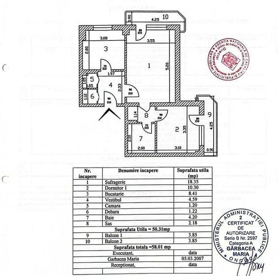 Apartament cu 2 camere semidecomandat în Turda