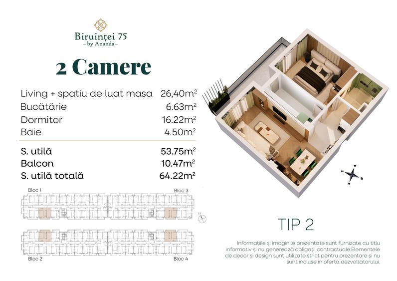 Apartament 2 camere confort modern  - Ansamblu nou - Biruinței 75 - 13