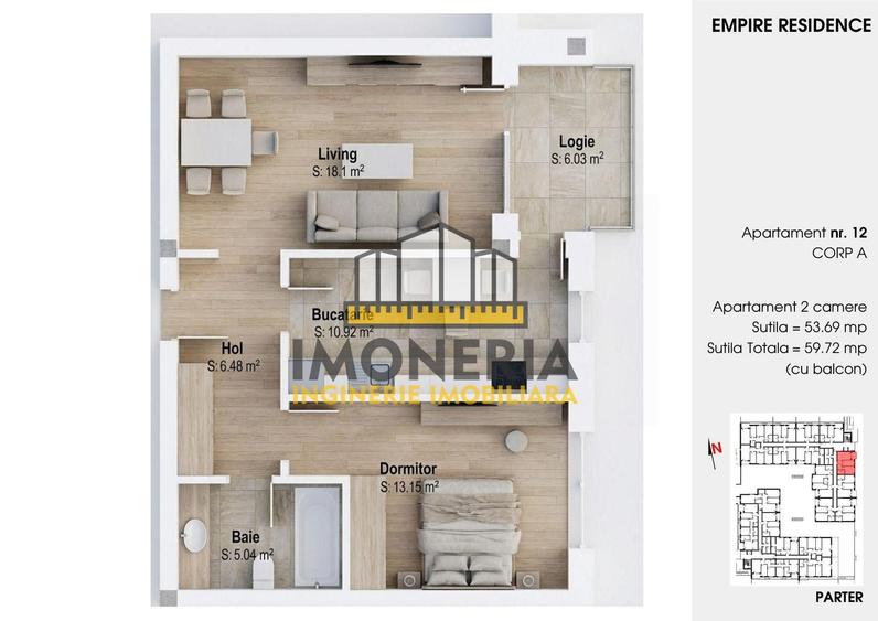Apartament cu 2 camere decomandat, mobilat în Sălăjan