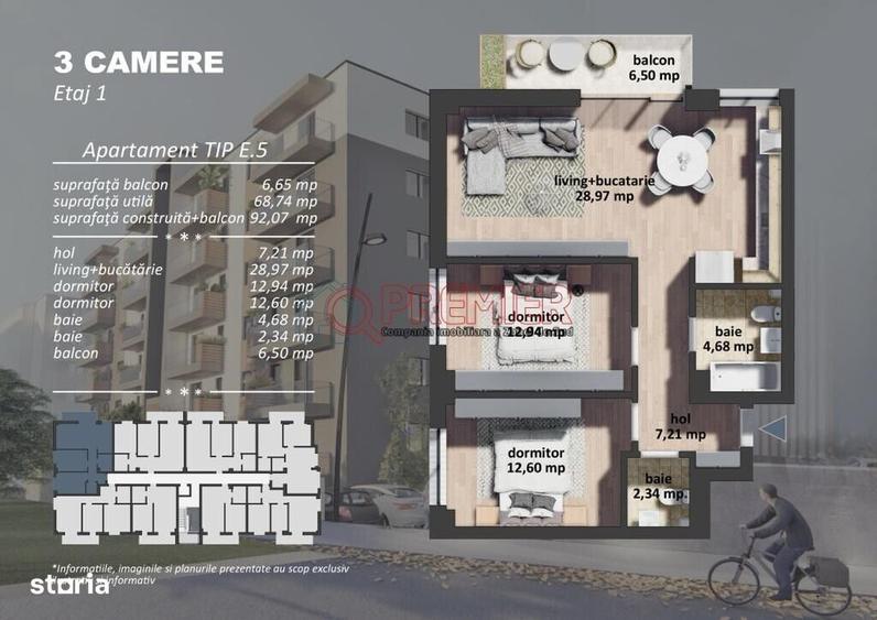 Ocazie ! Dealul Alunis - 3 camere - 1