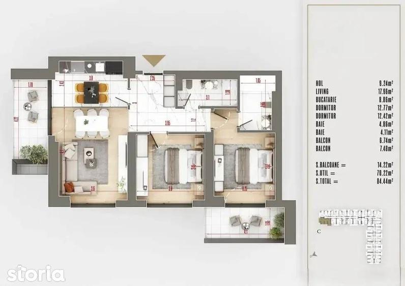 Apartament cu 3 camere în Titan — fotografia 3