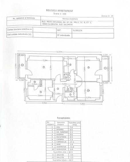 Apartament cu 3 camere în Central