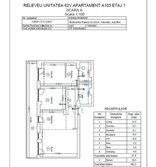 Apartament cu 3 camere în Central