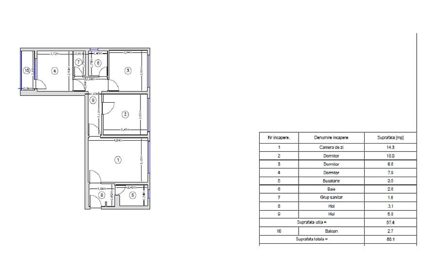 Apartament cu 4 camere decomandat în Apusului
