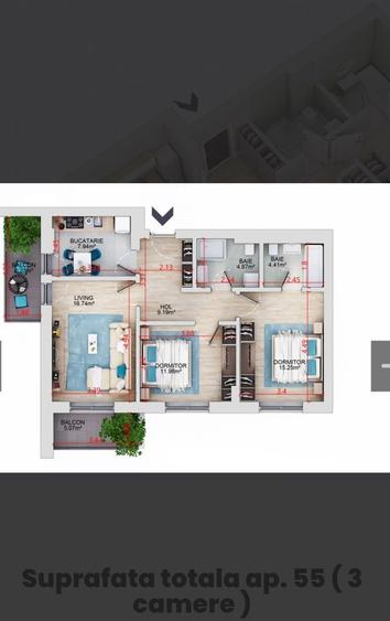 Apartament 3 camere, Decomandat, 70mp, Austorium, Parcare - 12