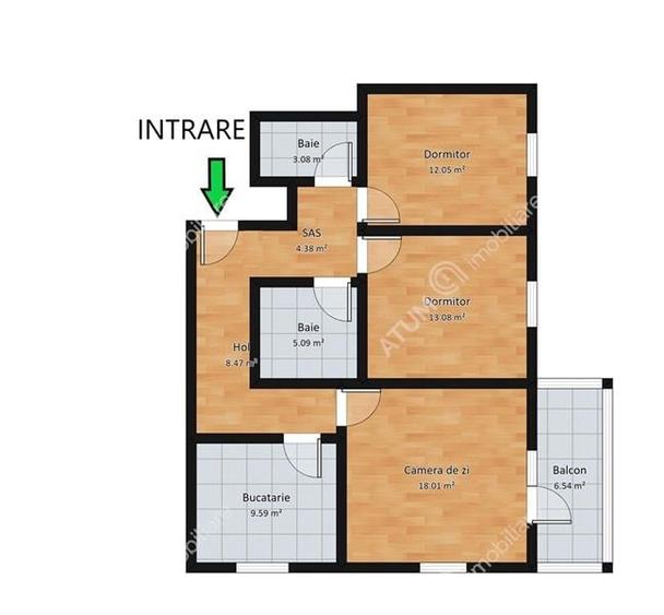 Apartament cu 3 camere decomandat, mobilat în Piața Cluj