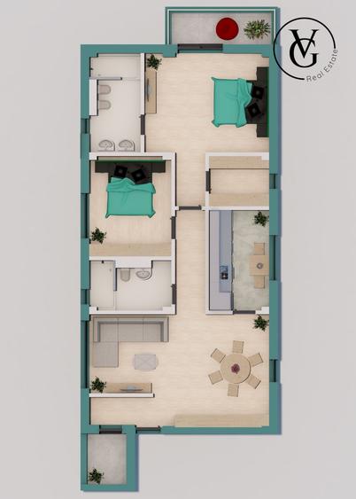 Apartament cu 3 camere decomandat în Elvila