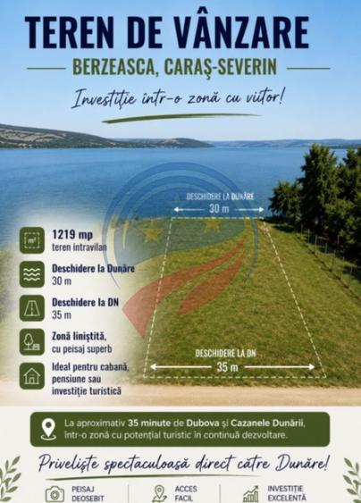 Teren Construcții intravilan de 1219 mp, în Berzasca