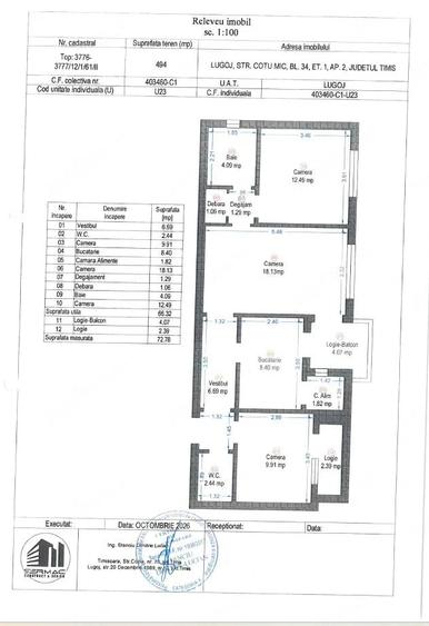 Apartament cu 3 camere semidecomandat în Vest