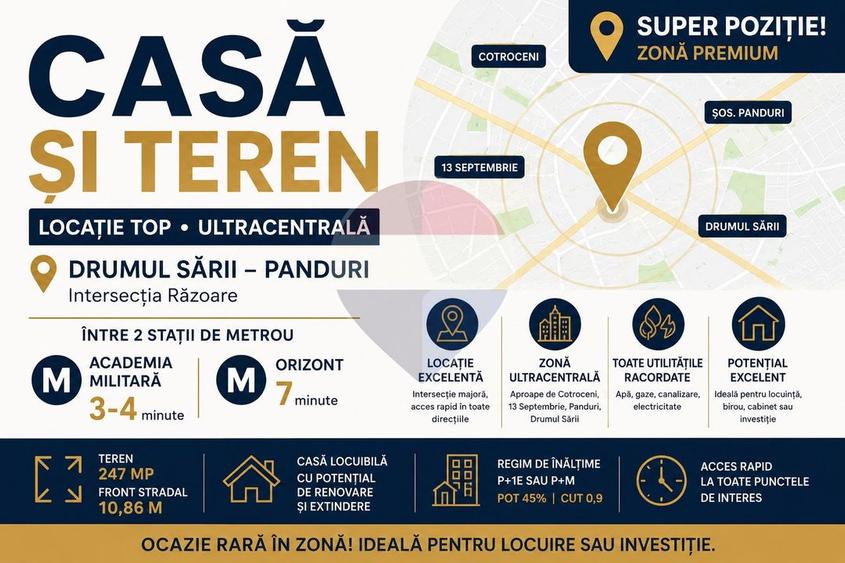 Casă individuală cu 3 camere cu Teren 247 Mp în 13 Septembrie