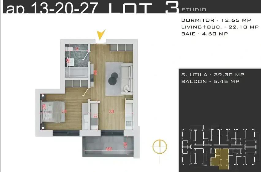 Apartament cu 2 camere semidecomandat în Theodor Pallady