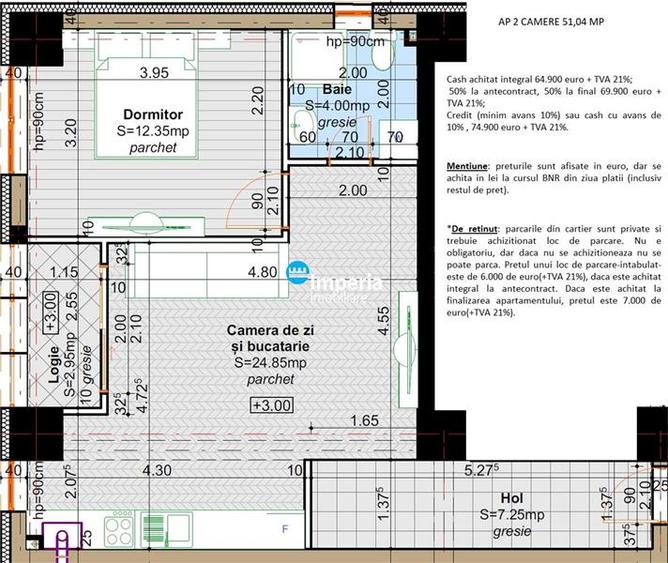 Apartament cu 2 camere decomandat în Aeroport