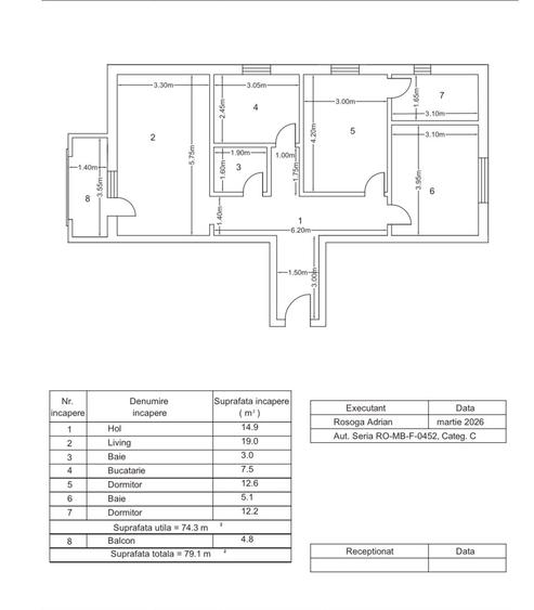 Apartament cu 3 camere decomandat în Dobroești