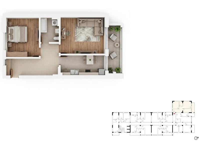 Apartament cu 2 camere în Berceni