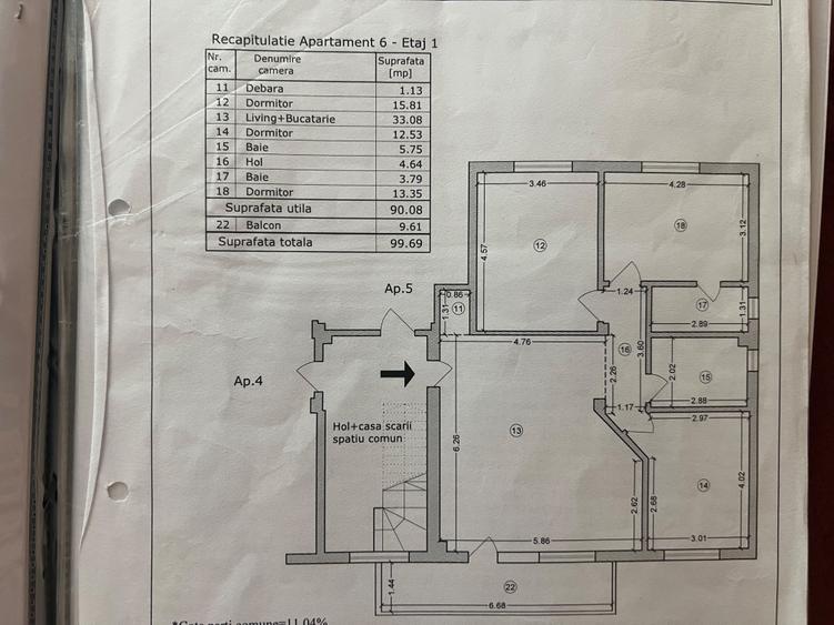 Apartament cu 4 camere semidecomandat în Titan