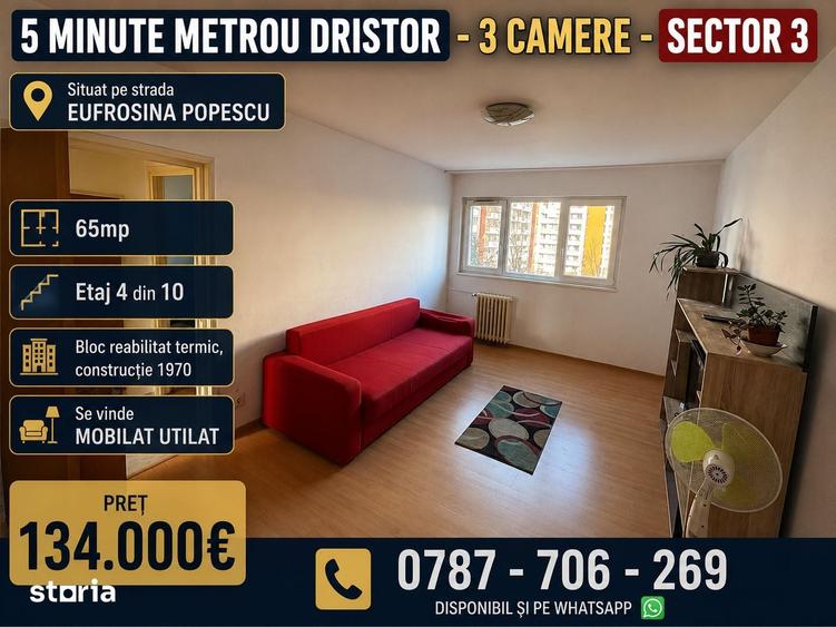 5 MINUTE METROU DRISTOR - 3 CAMERE - SECTOR 3 - 1