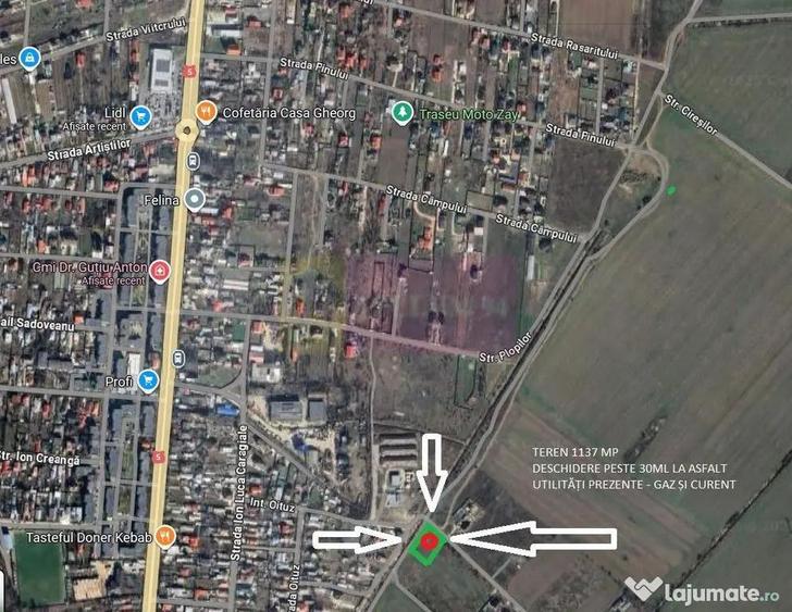 Teren de 1137 mp, în 1 Decembrie