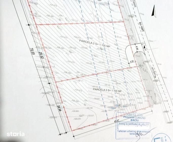 Oportunitate! Teren intravilan autorizabil 1100 mp, front 25 m, Baciu- - 2