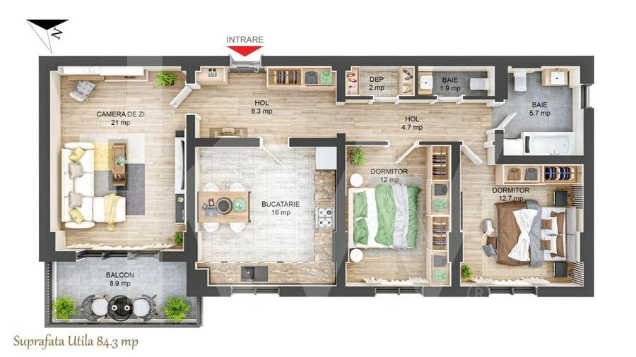 Apartament cu 3 camere decomandat în Mihai Viteazul