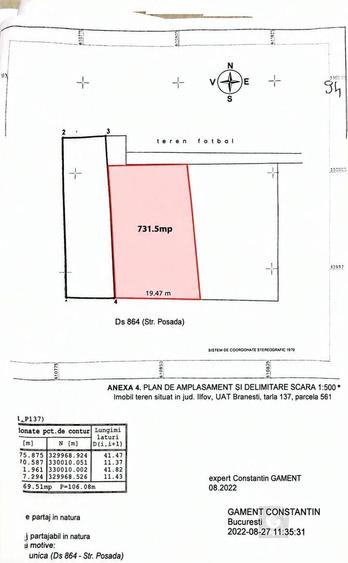 Teren Construcții intravilan de 731.5 mp, în Islaz