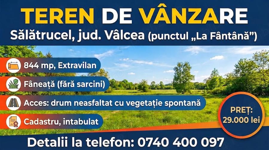 Teren de 844 mp, în Sălătrucel