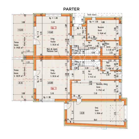 Duplex cu 4 camere cu Canalizare în Borhanci