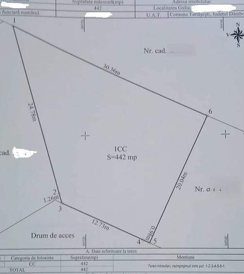 Teren Construcții intravilan de 842 mp, în Tărtășești