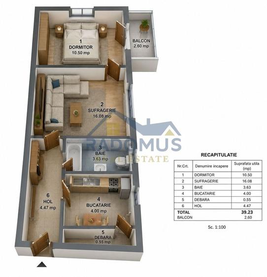 Apartament cu 2 camere în Vest