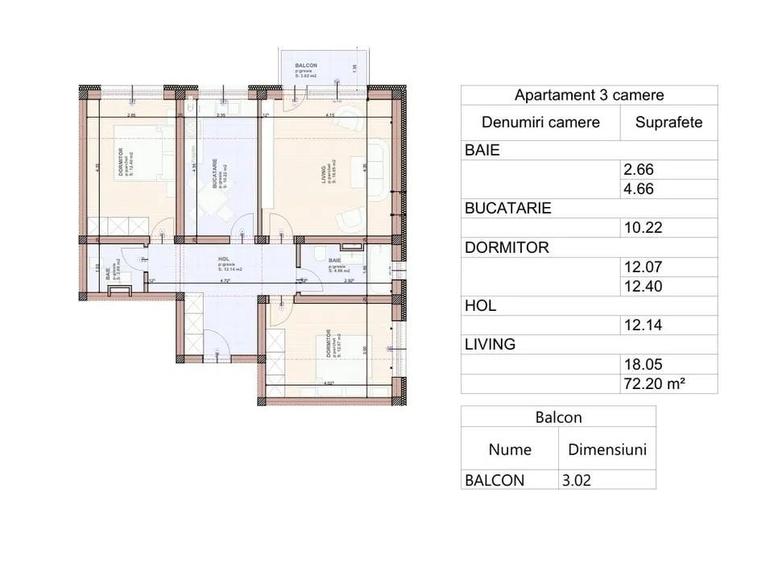 Apartament cu 3 camere în Sânpetru