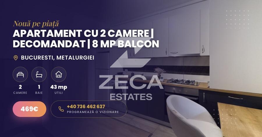 Apartament cu 2 camere decomandat, mobilat în Metalurgiei