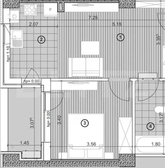 Apartament cu 2 camere semidecomandat, mobilat în Torontalului