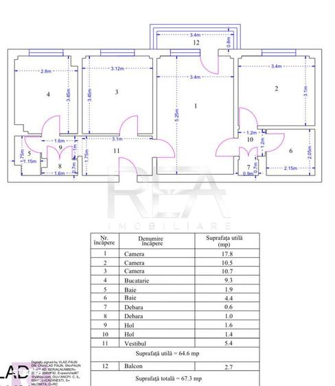 Apartament cu 3 camere semidecomandat, mobilat în Rahova