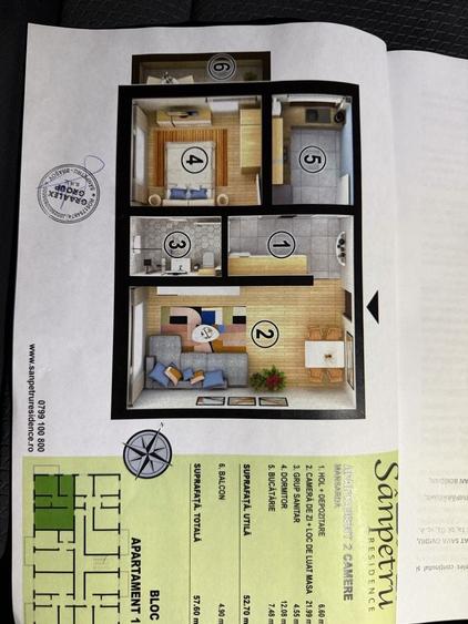 Apartament cu 2 camere în Sânpetru