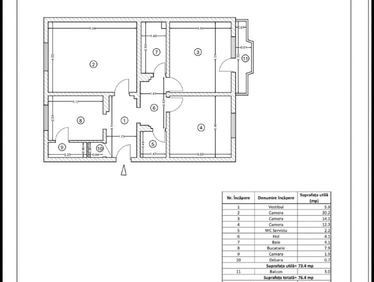 Apartament cu 3 camere, mobilat în 13 Septembrie